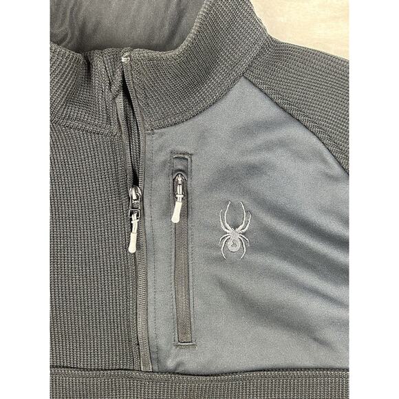 Spyder Pullover Men’s Large Black Bandit Half 1/2 Zip Jacket Sweatshirt 1619902 - Picture 7 of 10